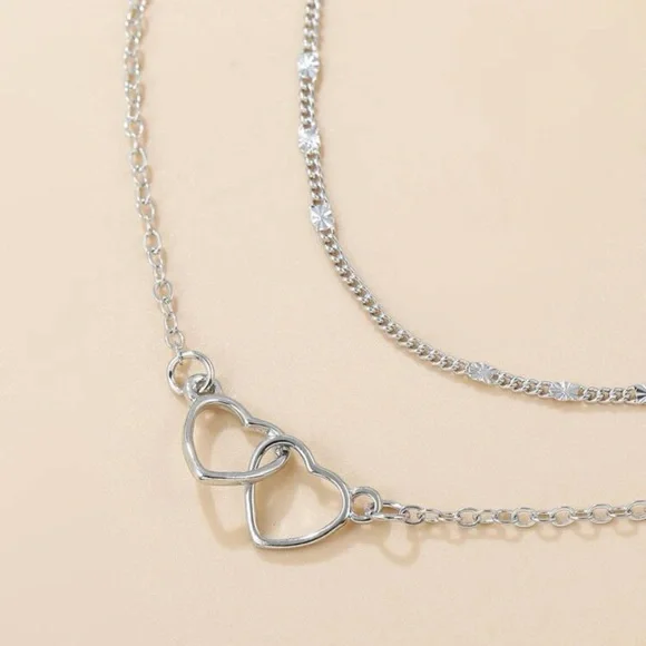 2pcs Heart Decor Bracelet Silver For Women Wedding Party - Picture 4 of 5